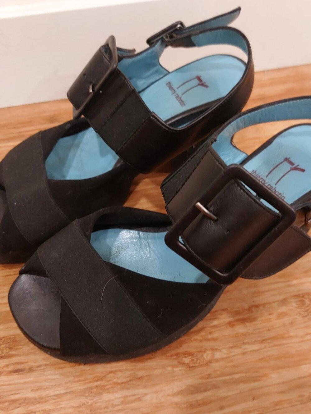 Thierry Robotin black platform sandals.